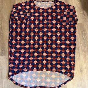 LuLaRoe Navy and Red Irma top